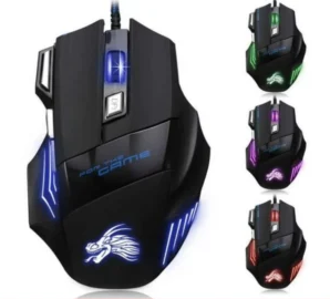 Mouse gamer negro con luces RGB